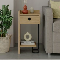 Chevet moderne effet bois - 1 niche ouverte, côté gauche JENA