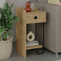 Chevet moderne effet bois - 1 niche ouverte, côté gauche JENA