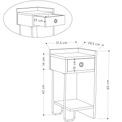 Chevet moderne moka - 1 niche ouverte, côté droit JENA