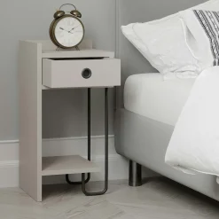 Chevet moderne moka - 1 niche ouverte, côté gauche JENA