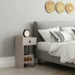 Chevet moderne moka - 1 niche ouverte, côté gauche JENA