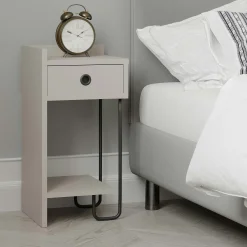 Chevet moderne moka - 1 niche ouverte, côté gauche JENA