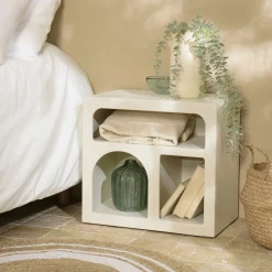 Chevet 3 niches 50x30cm en bois peint couleur beige NELIA
