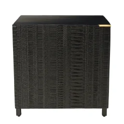 Chevet 1 porte façade sculptée bois noir SURATE
