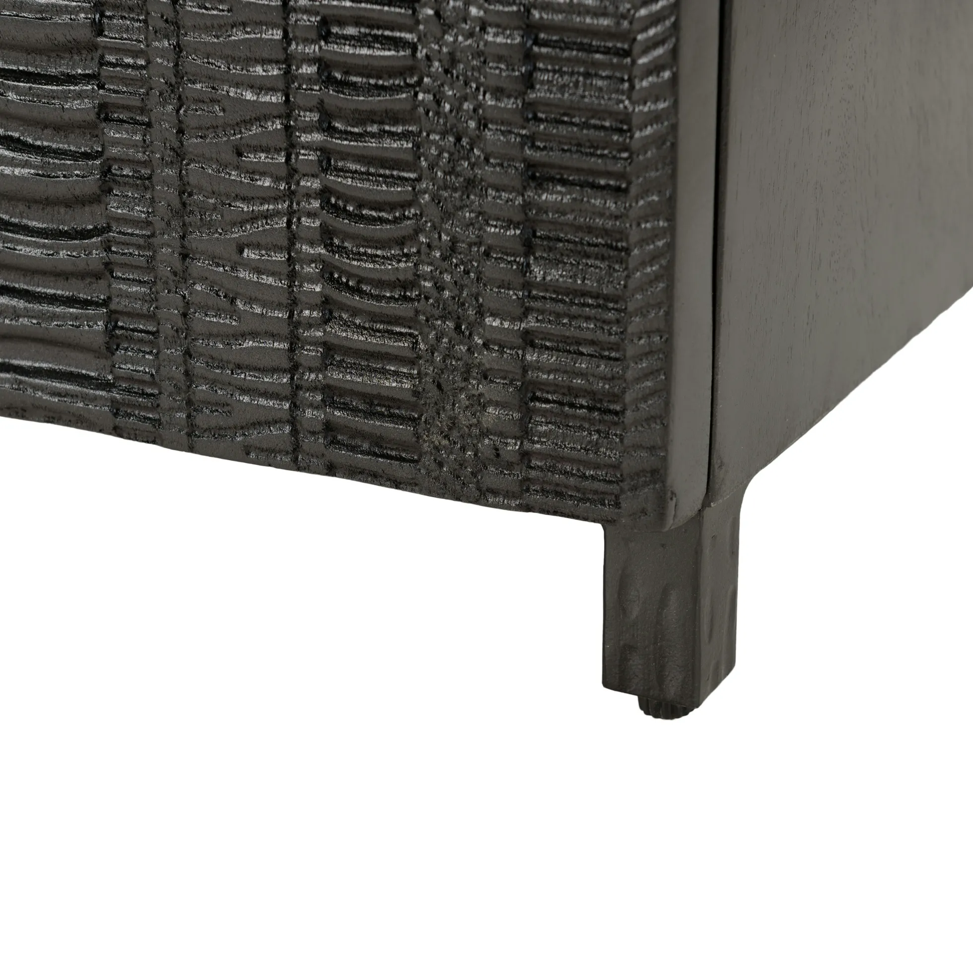 Chevet 1 porte façade sculptée bois noir SURATE