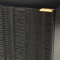 Chevet 1 porte façade sculptée bois noir SURATE