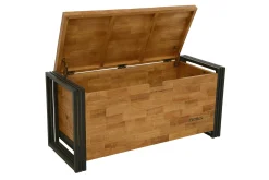 Coffre hévéa recyclé naturel et métal noirci 100X40X45cm DOCKER