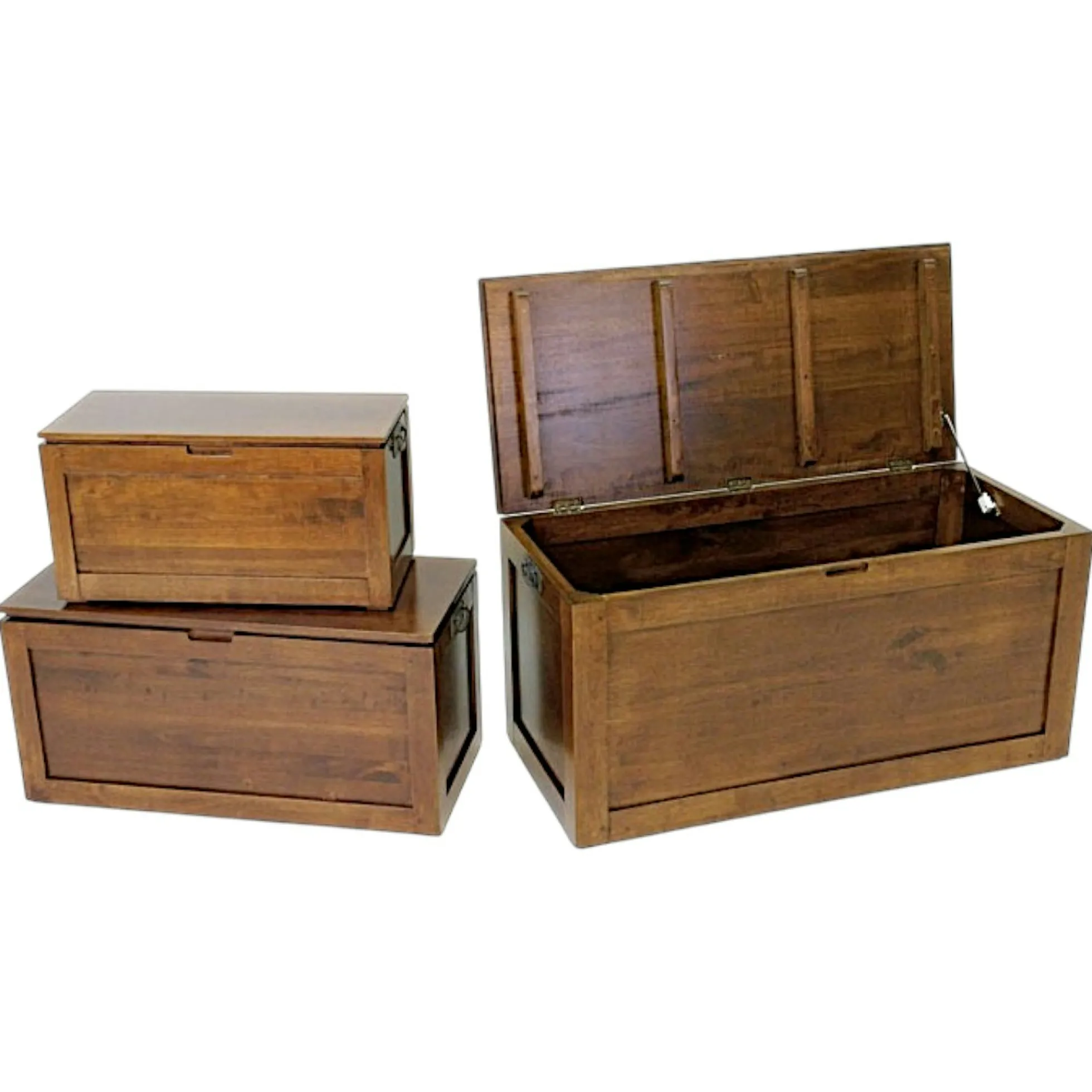 Coffres rectangles (lot de 3) bois massif hévéa HELENA