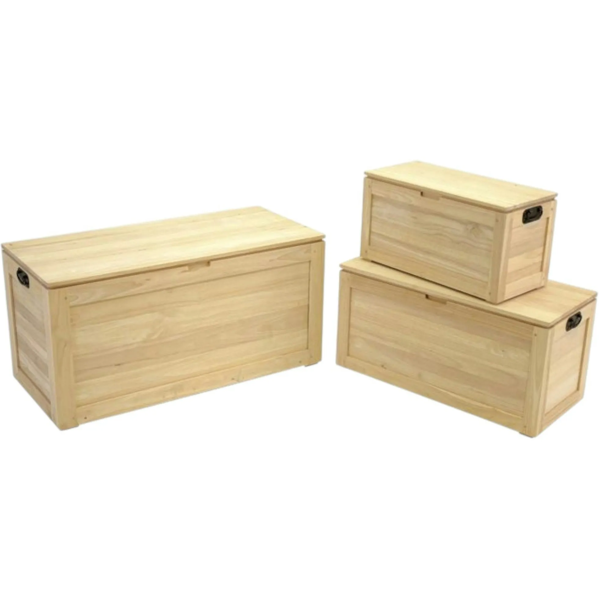 Coffres rectangles (lot de 3) bois massif hévéa HELENA