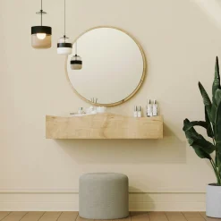 Coiffeuse murale scandinave avec miroir, 2 tiroirs MARFA
