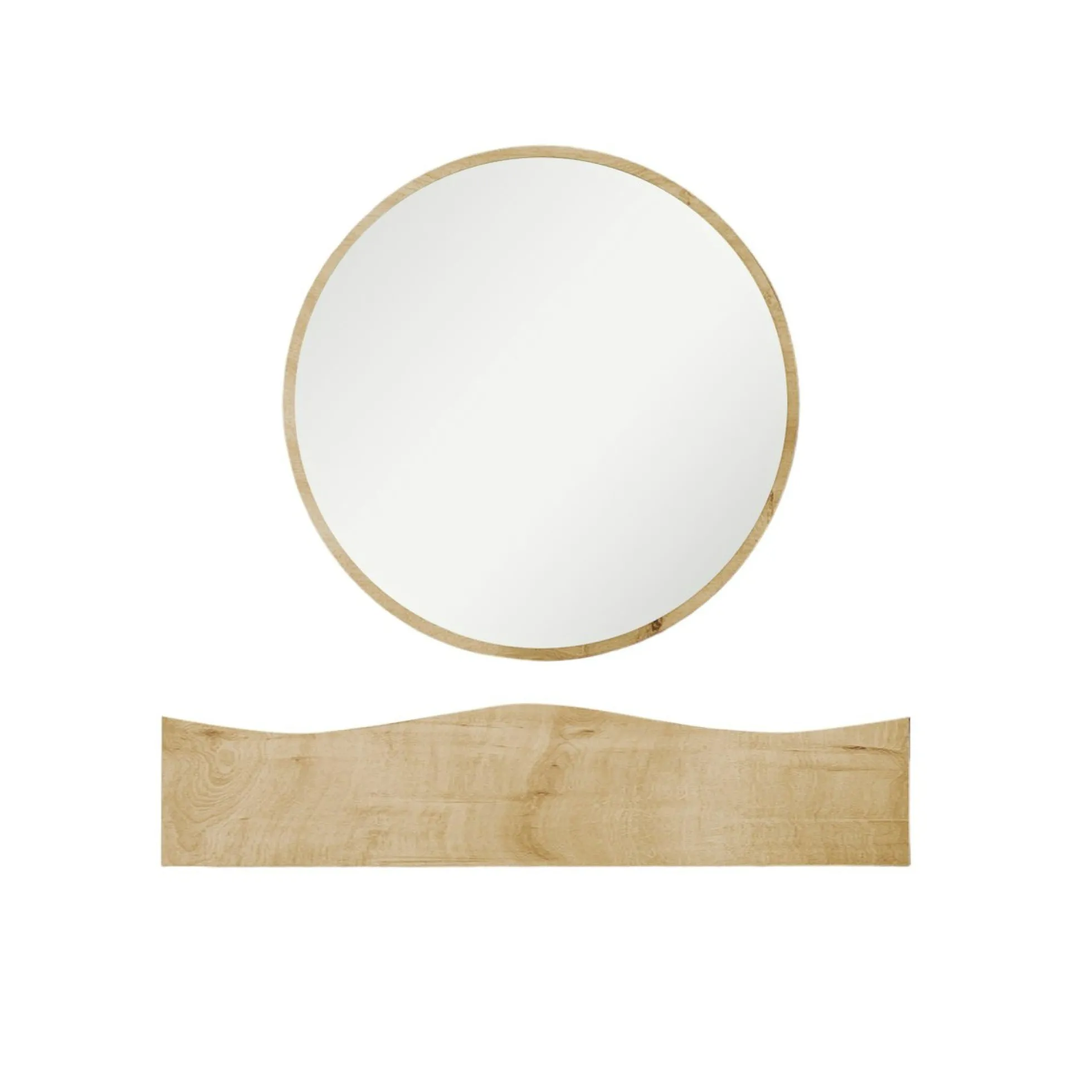Coiffeuse murale scandinave avec miroir, 2 tiroirs MARFA