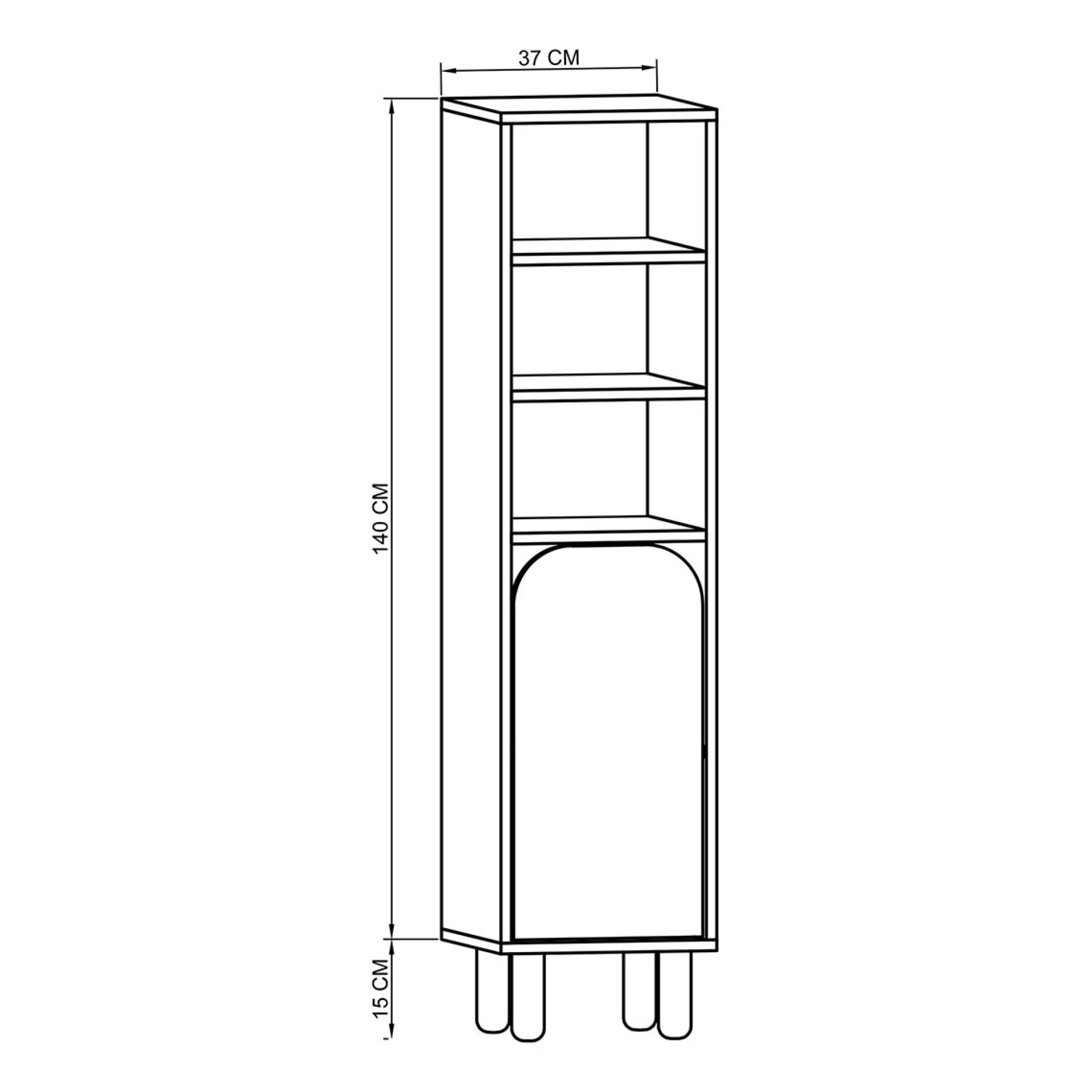 Colonne de rangement blanche, 1 porte courbe VAREN