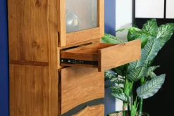 Colonne de rangement bois recyclé teck laque noire BARBADE