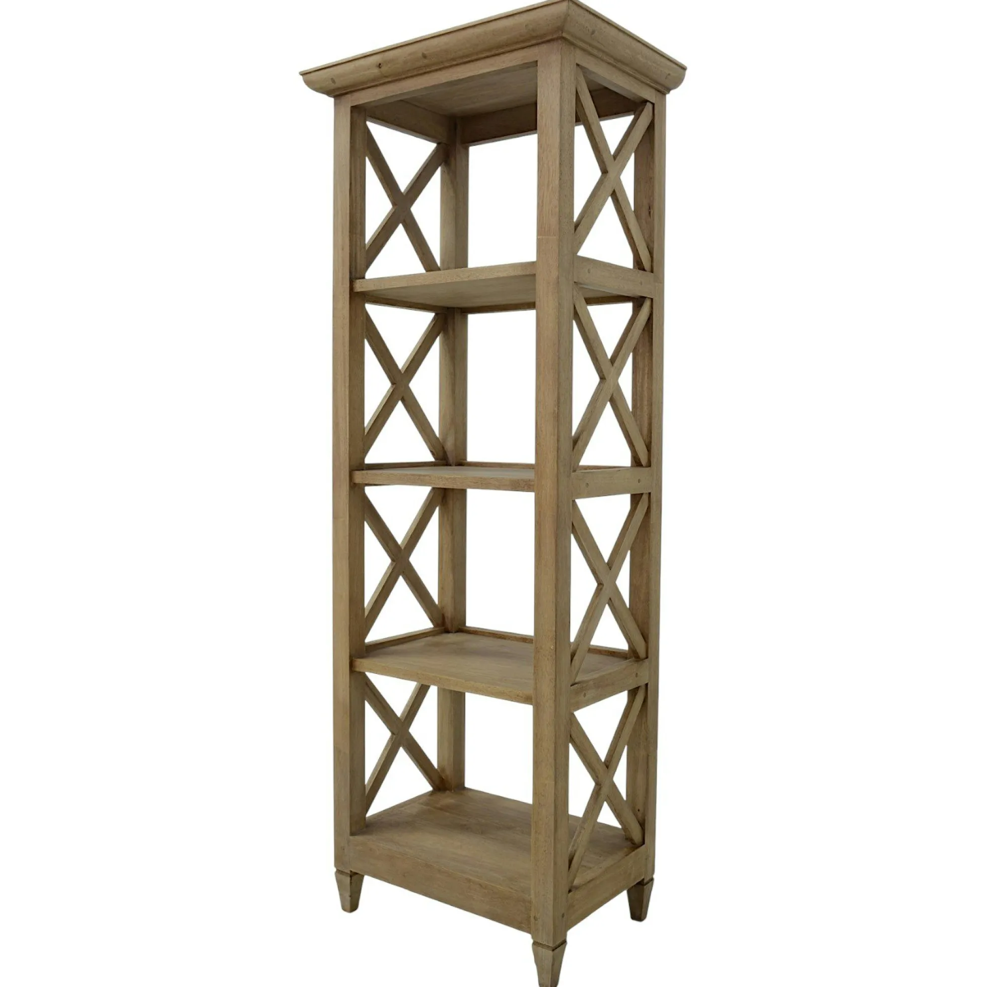 Colonne de rangement croisillons hévéa 60x40x160cm MAORI