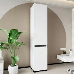 Colonne de rangement design blanche et grise BYRON