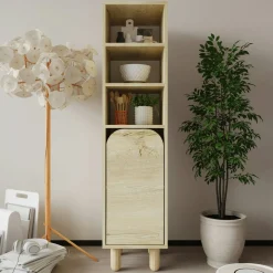 Colonne de rangement effet bois, 1 porte courbe VAREN