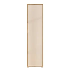 Colonne de rangement effet bois et porte blanche BYRON