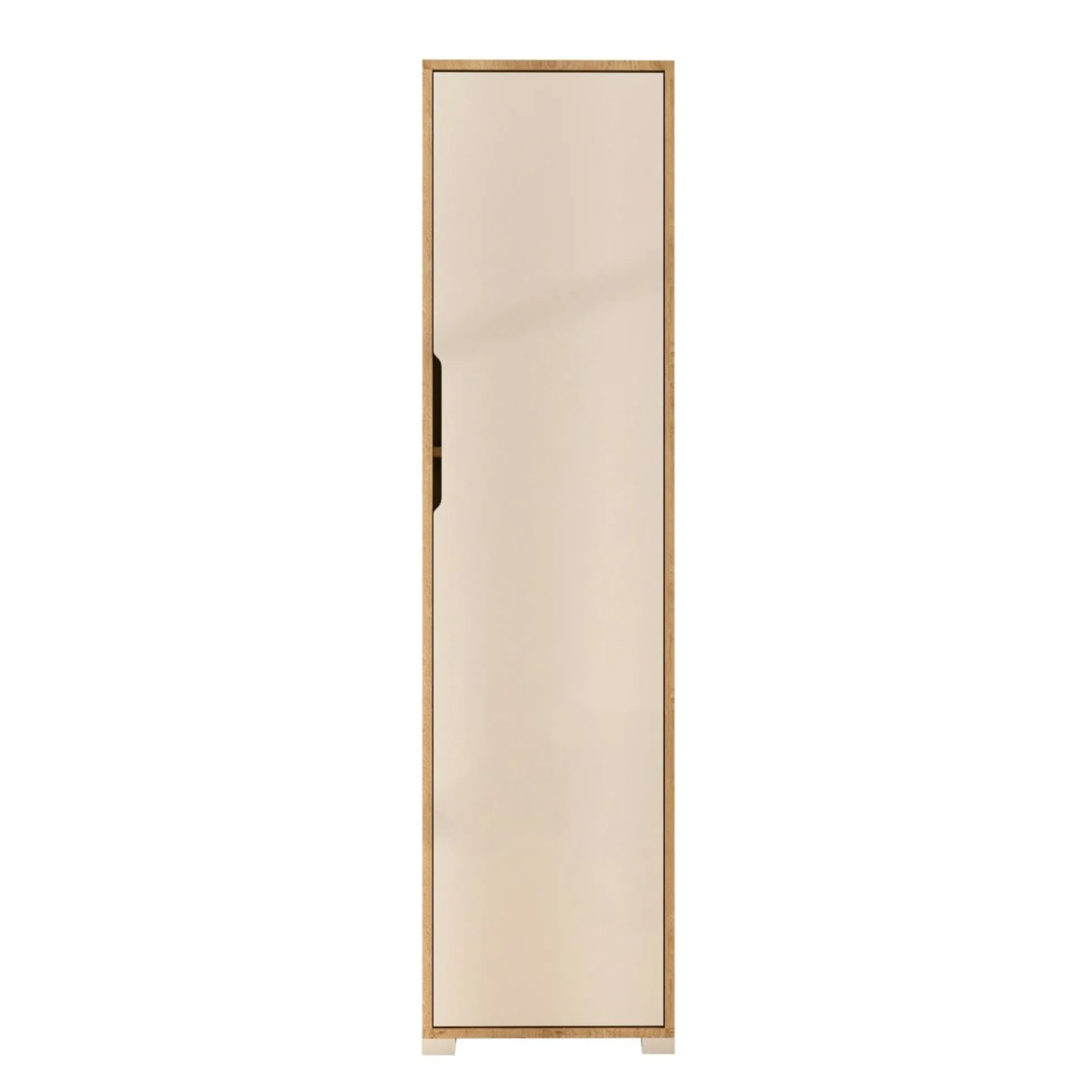 Colonne de rangement effet bois et porte blanche BYRON