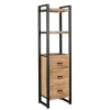 Colonne de salon bois clair métal noir 3 tiroirs MILORA