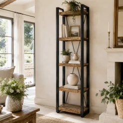 Colonne de salon bois métal 5 plateaux KARGO