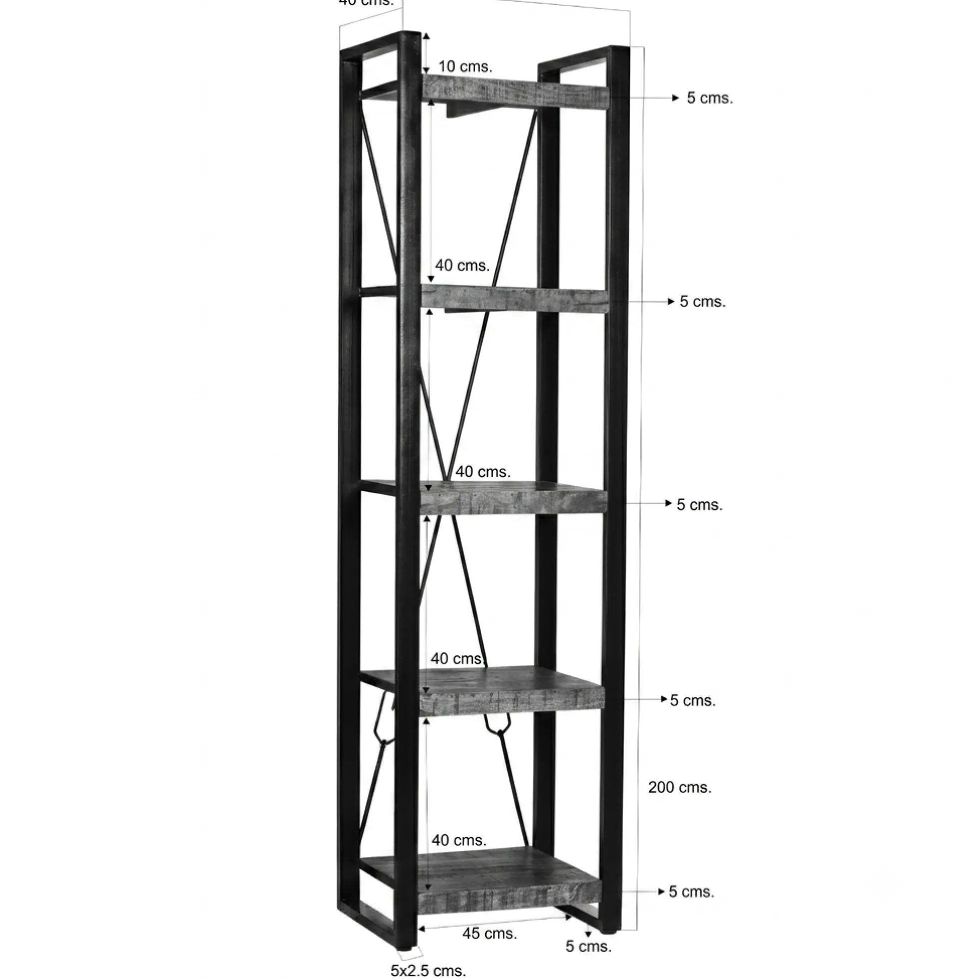 Colonne de salon bois métal 5 plateaux KARGO