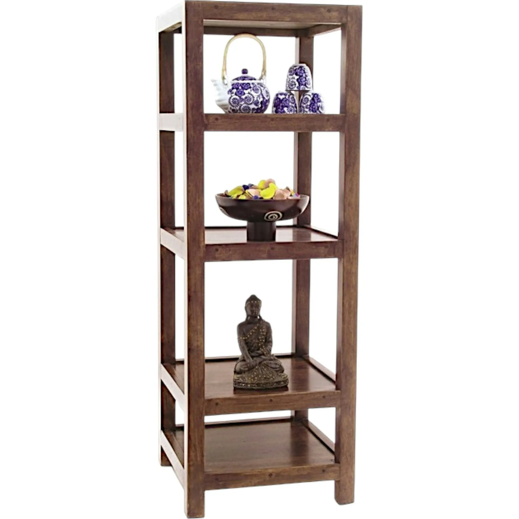 Colonne Etagère Hévéa 4 étages 45x45x128cm HELENA