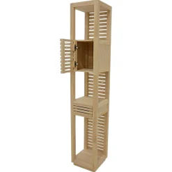 Colonne ouverte Hévéa 1 porte Persienne, 1 tiroir façade Persienne, 3 niches 35x35x195cm NEW ORLEANS
