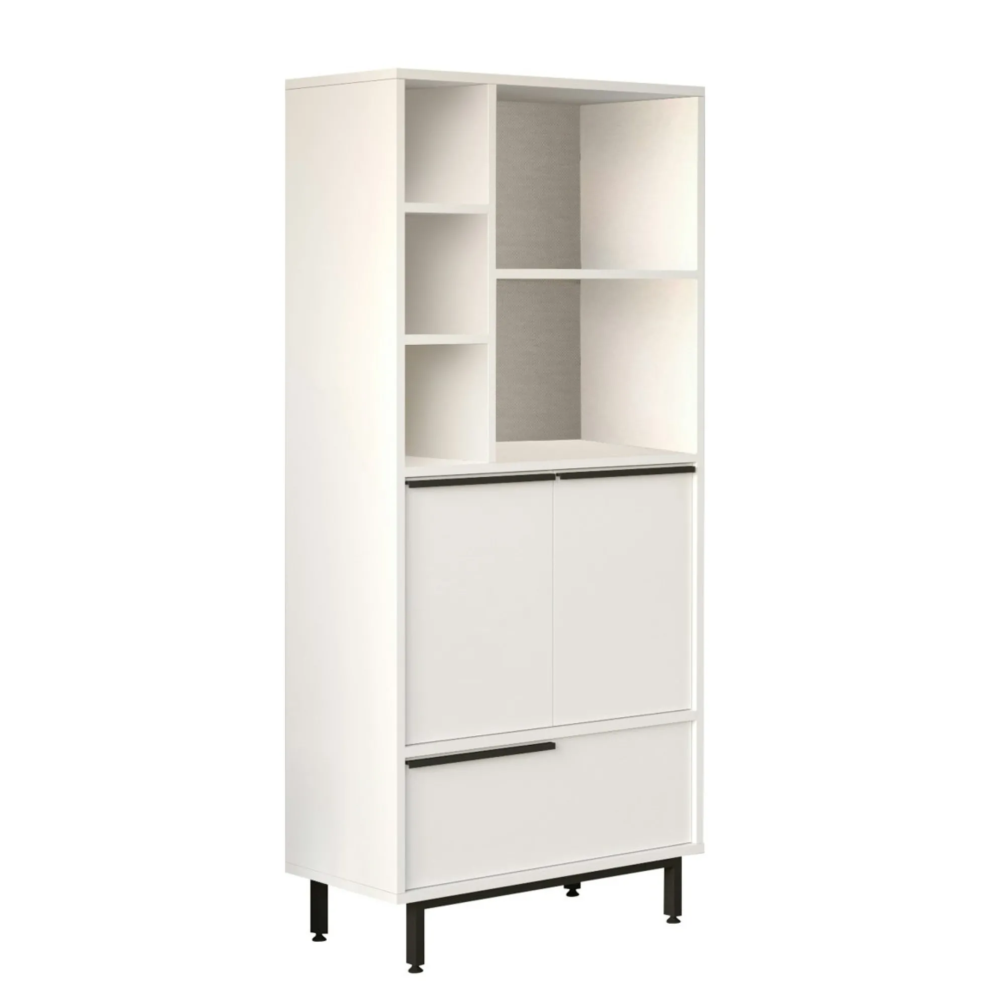 Colonne rangement cuisine blanche niche micro-ondes JENA