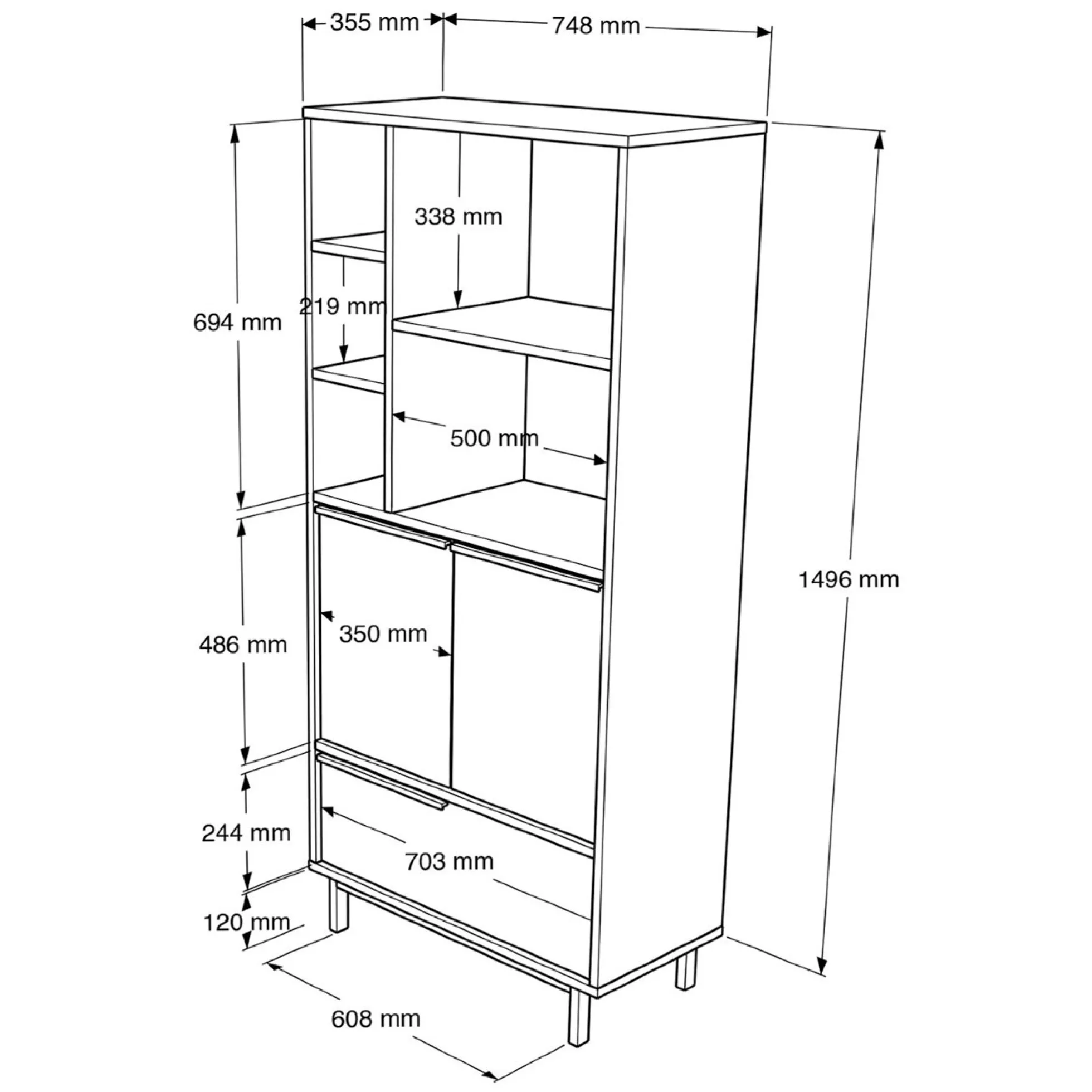Colonne rangement cuisine blanche niche micro-ondes JENA