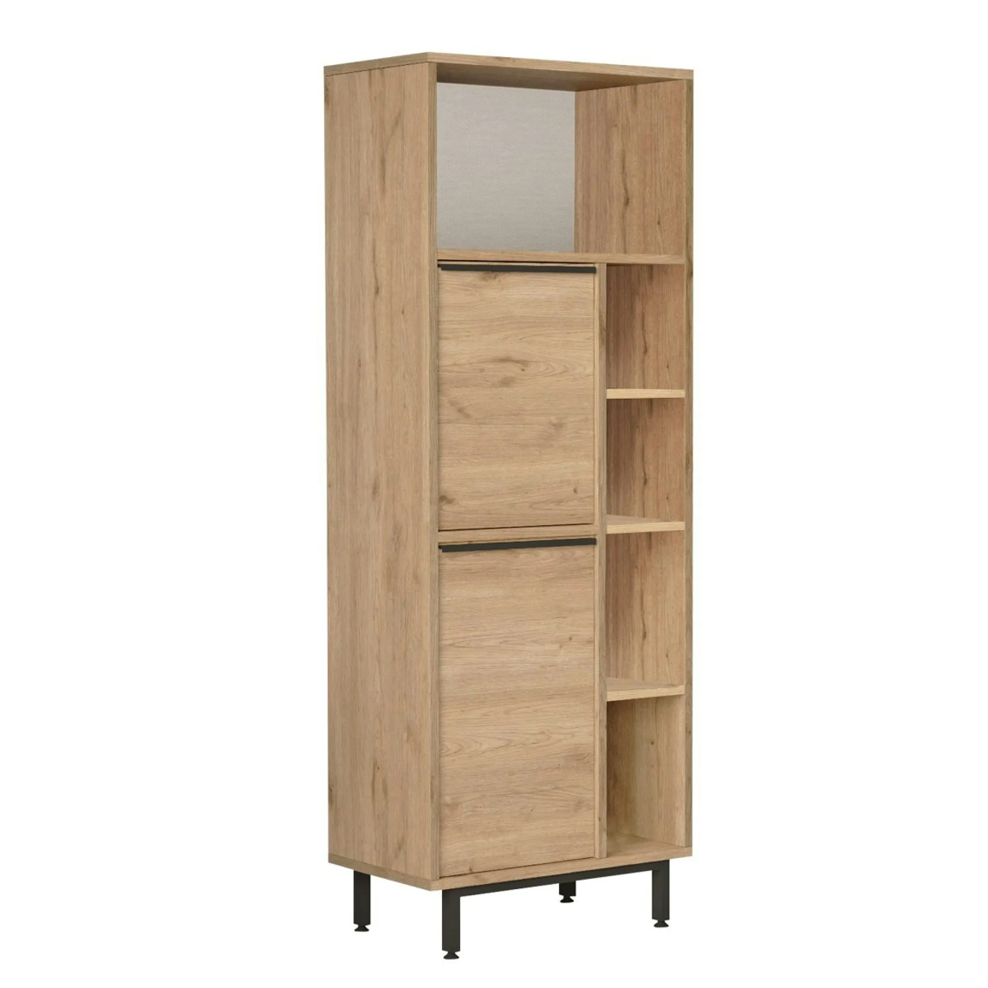 Colonne rangement cuisine niche micro-ondes décor bois JENA