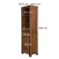 Colonne rangement en bois recyclé de teck 1 porte VADOD