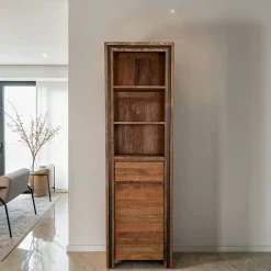 Colonne rangement en bois recyclé de teck 1 porte VADOD