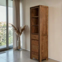 Colonne rangement en bois recyclé de teck 1 porte VADOD
