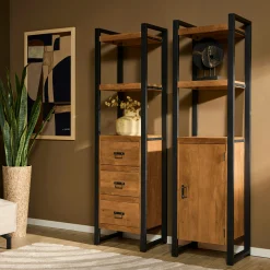Colonne salon bois métal 1 porte MILORA