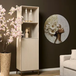 Colonne salon bois sable 1 porte rainurée CORTINA