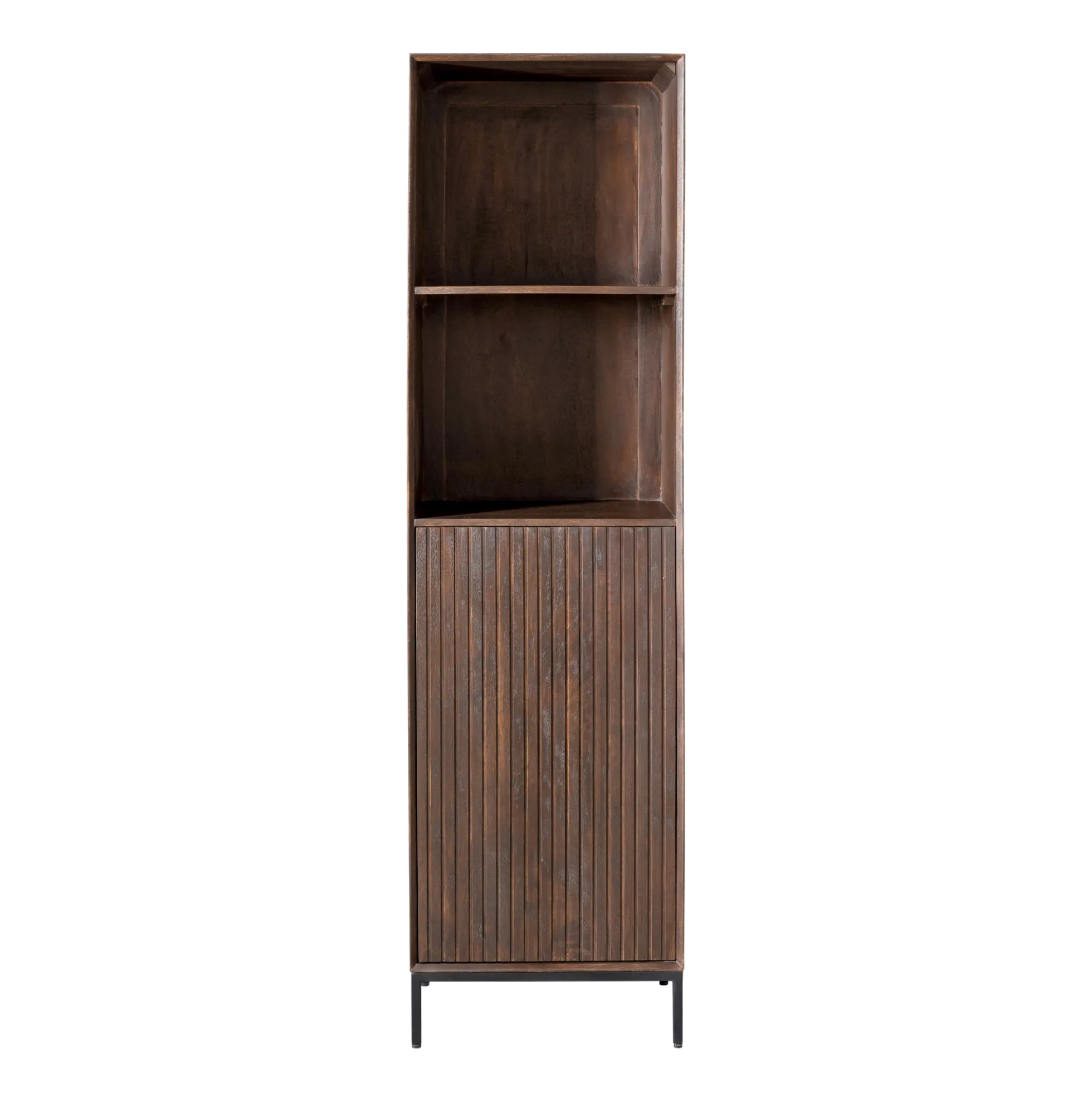 Colonne vintage bois brun 1 porte rainurée CORTINA