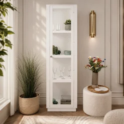 Colonne vitrine blanche 1 porte 4 niveaux RAVEN