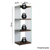 Colonne vitrine design - bois brun, 4 plateaux LHASA