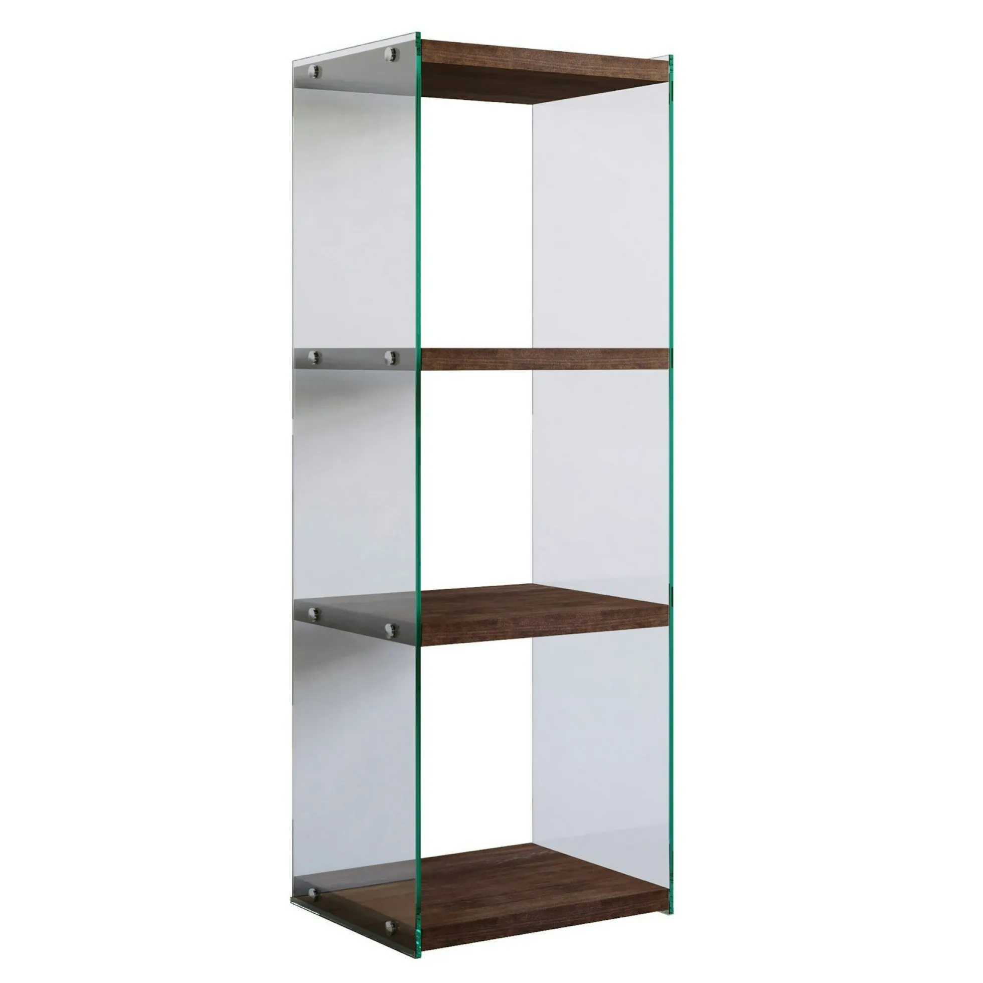 Colonne vitrine design - bois brun, 4 plateaux LHASA