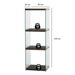 Colonne vitrine design - bois gris foncé, 4 plateaux LHASA