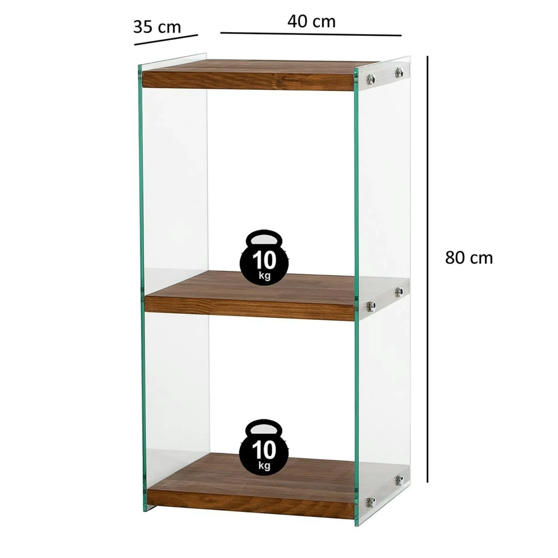 Colonne vitrine design - bois marron, 3 plateaux LHASA