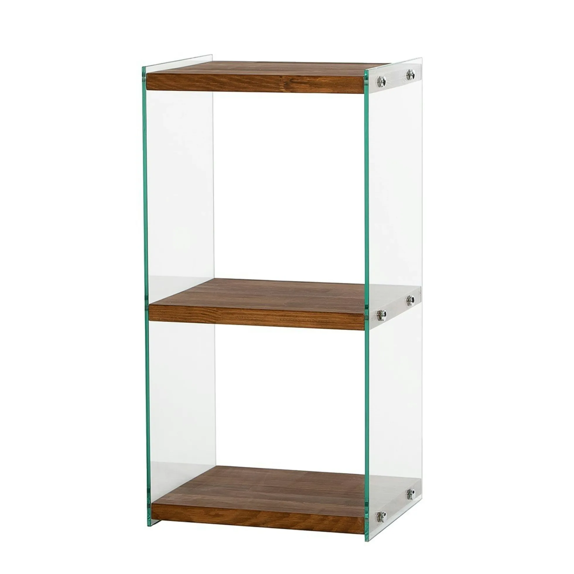 Colonne vitrine design - bois marron, 3 plateaux LHASA