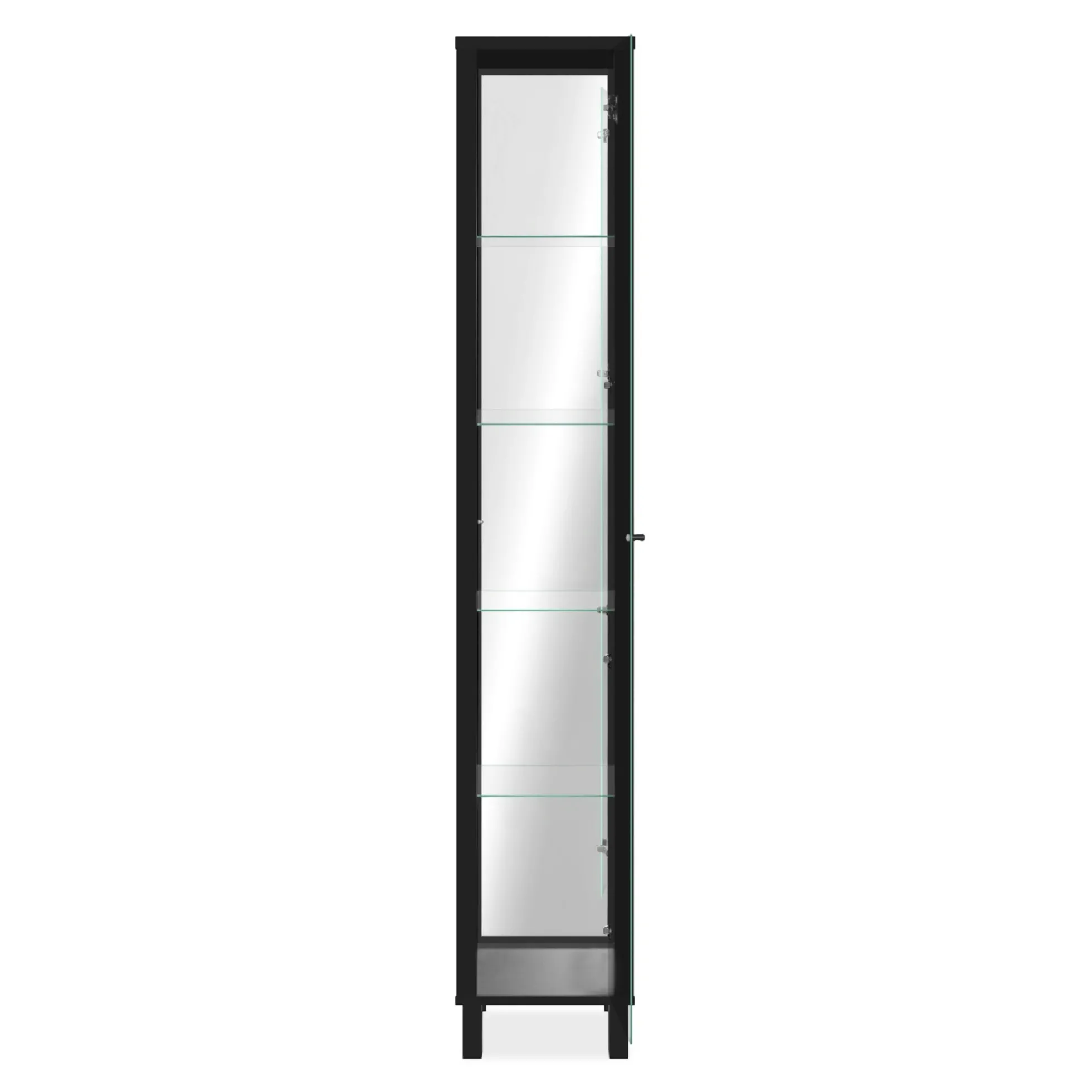Colonne vitrine noire 5 niveaux 1 miroir RAVEN
