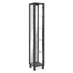Colonne vitrine noire 5 niveaux 1 miroir RAVEN