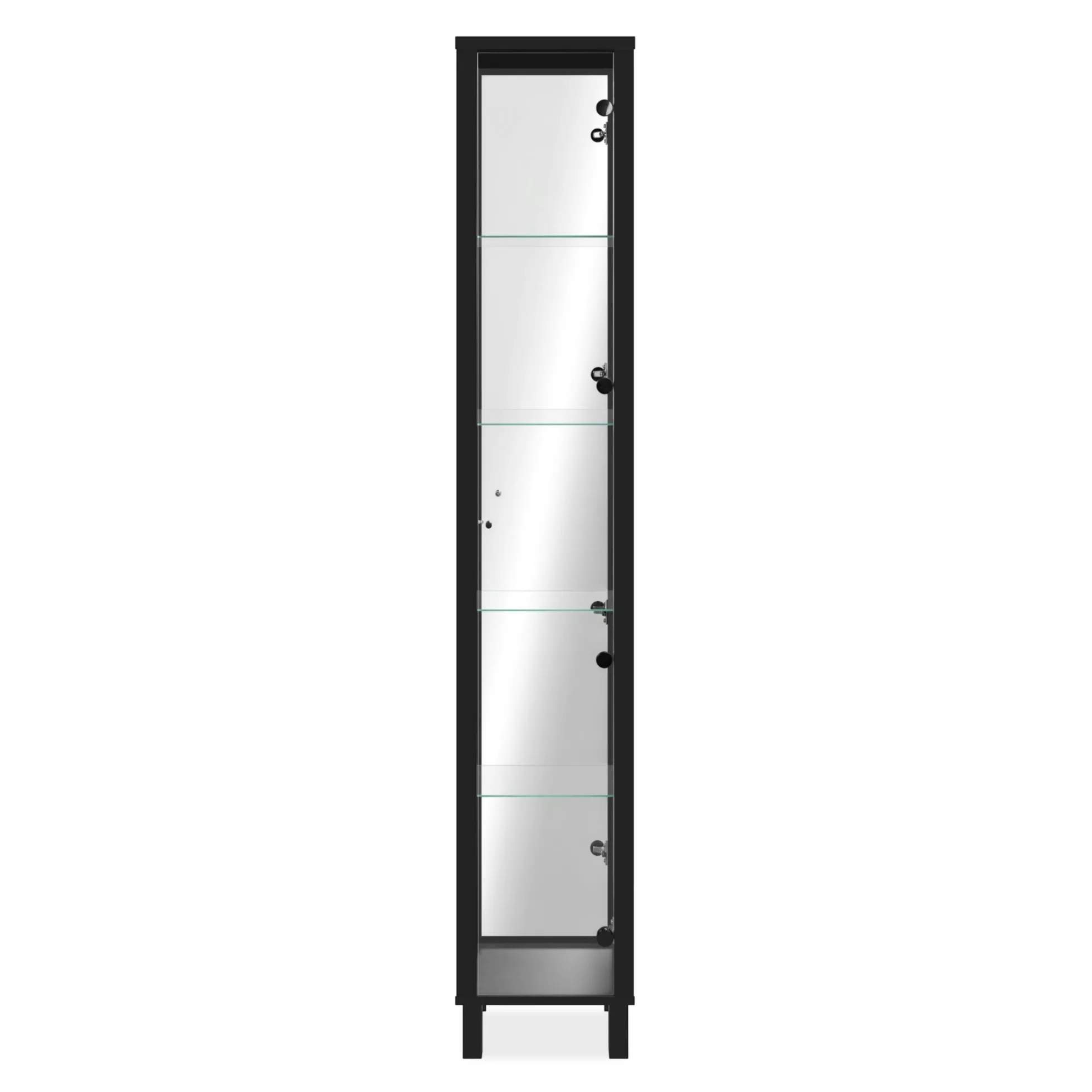 Colonne vitrine noire 5 niveaux 1 miroir RAVEN