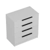 Commode blanche moderne 4 tiroirs, façade rainurée BYRON