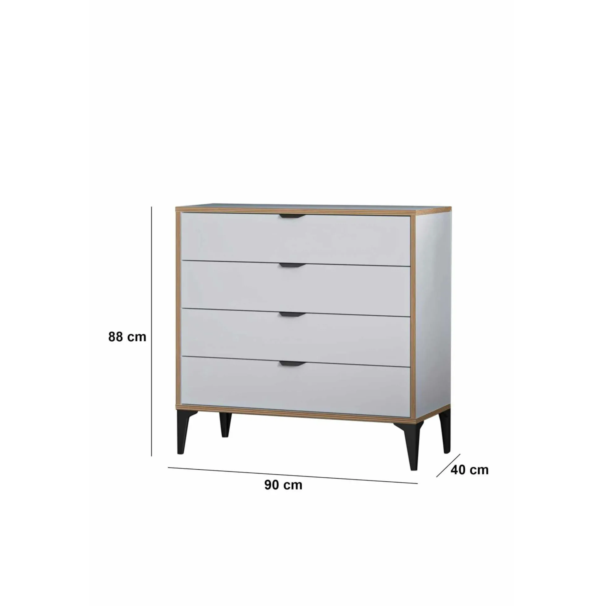 Commode blanche 4 tiroirs moderne BYRON