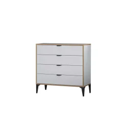 Commode blanche 4 tiroirs moderne BYRON