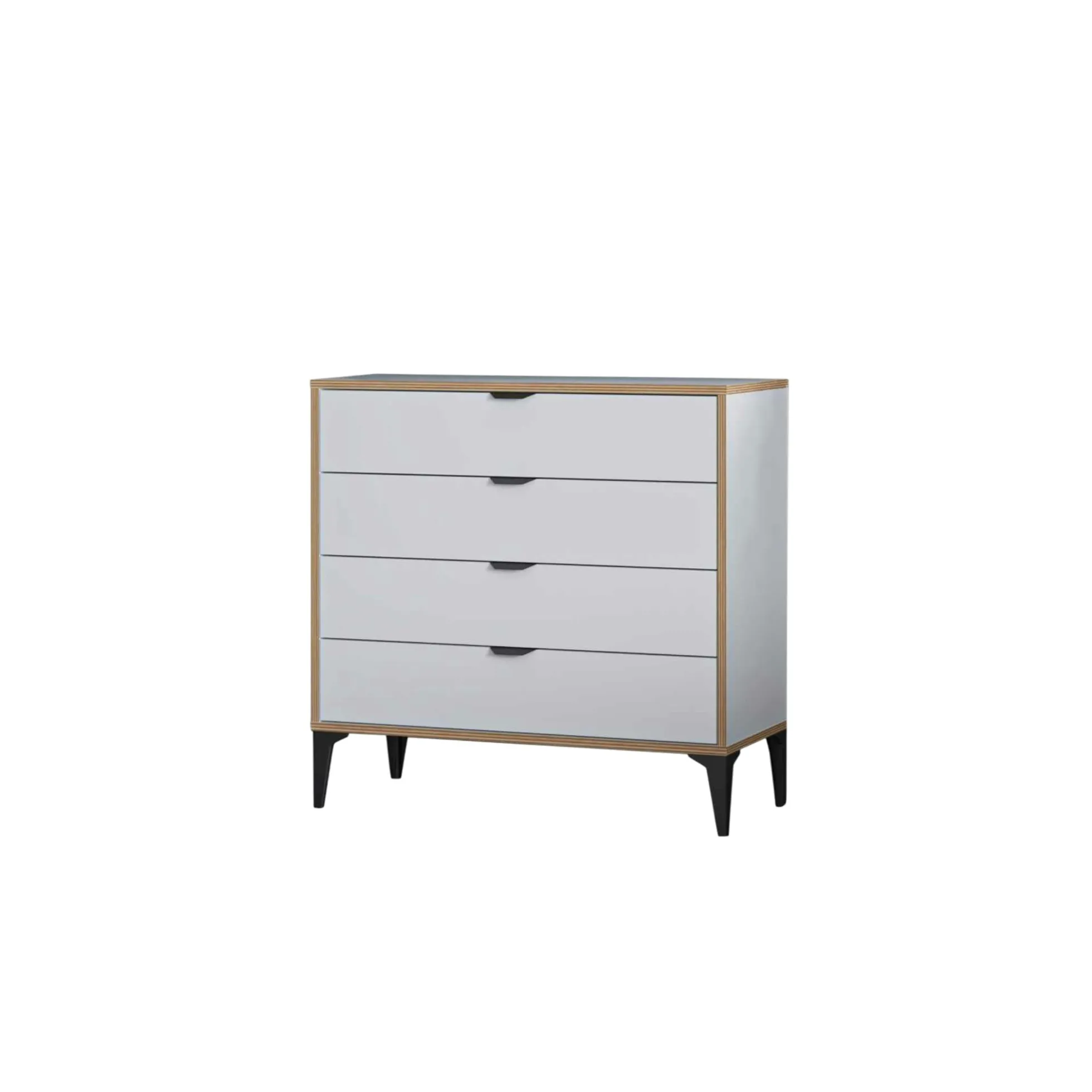 Commode blanche 4 tiroirs moderne BYRON