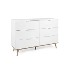 Commode blanche 6 tiroirs style scandinave ALVA